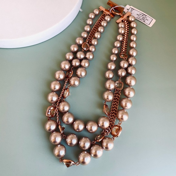 GIVENCHY Rose Gold Champagne Pearl Necklace - Picture 1 of 7